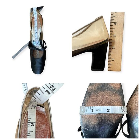 Vintage 60s Herbert Levine Mod Black Satin Clear‎ Vinyl Pumps, Size 7.5 AA - Picture 13 of 14